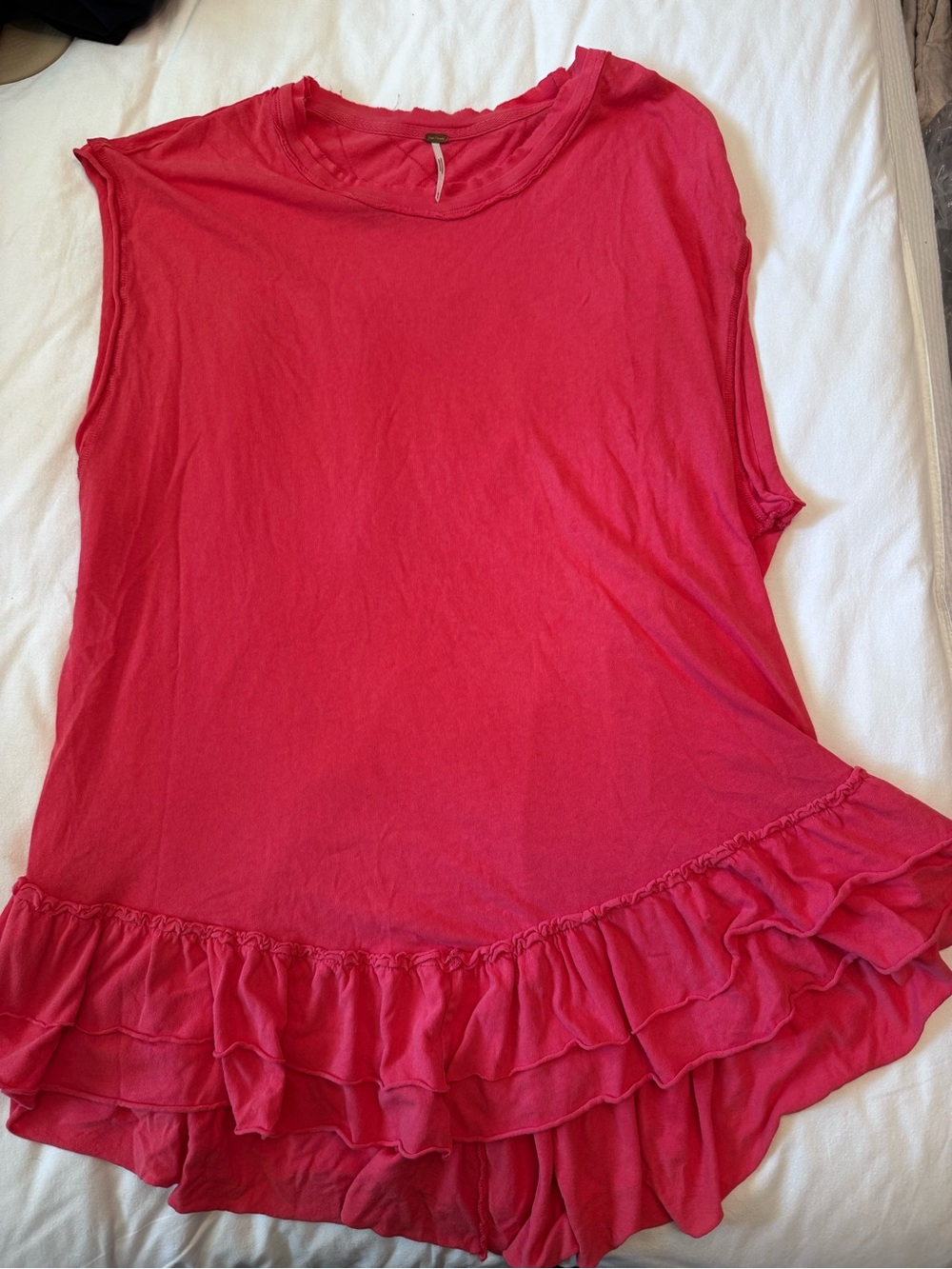 Free People Sleeveless Ruffle Hem Coverup - Hot Pink